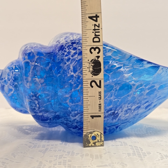 Murano Style Teal Blue CONCH SHELL Hand-blown Art Glass Trinket Candy Dish - Picture 6 of 13